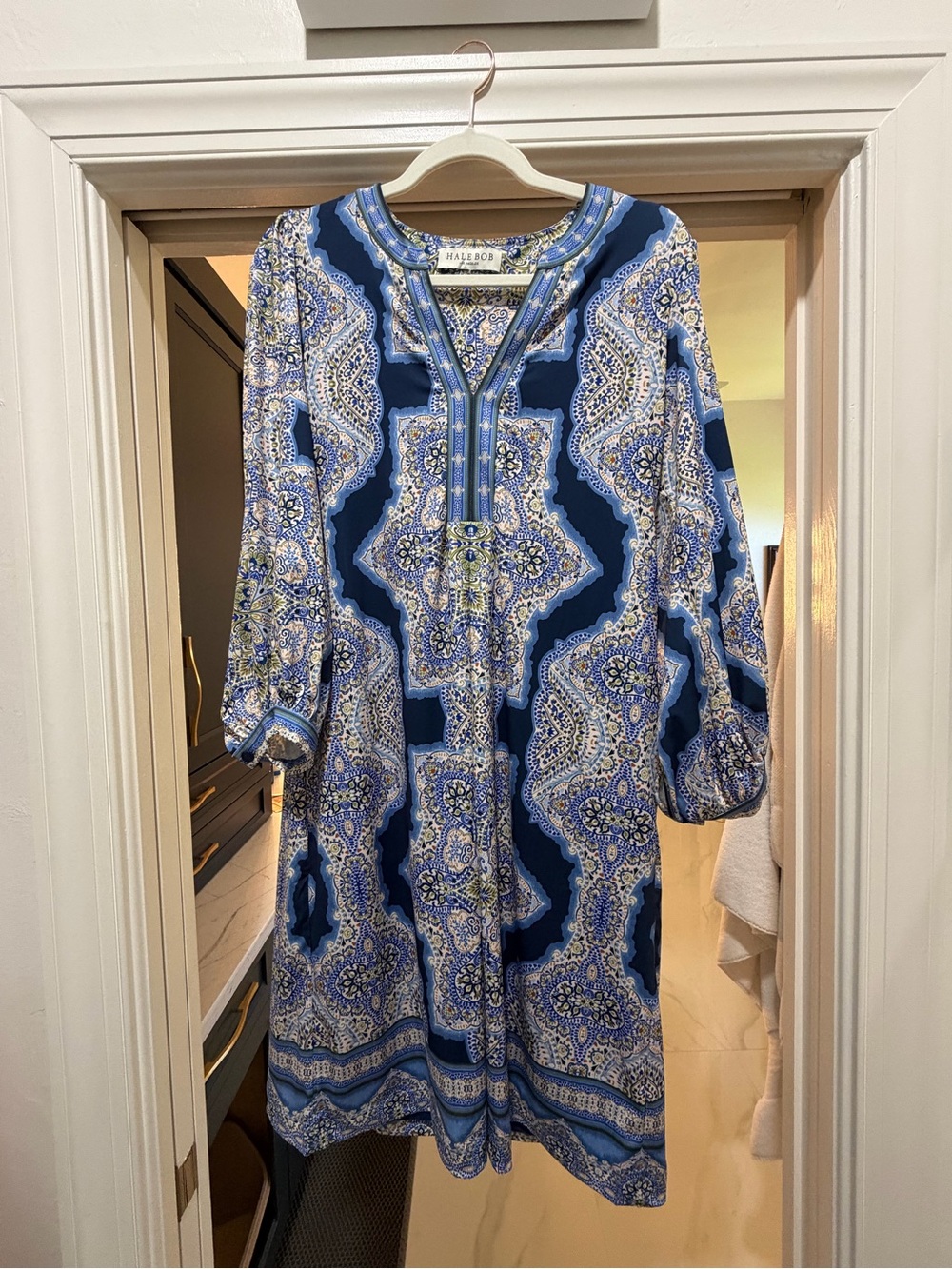 Hale Bob Patterned Long Sleeve Tunic Dress